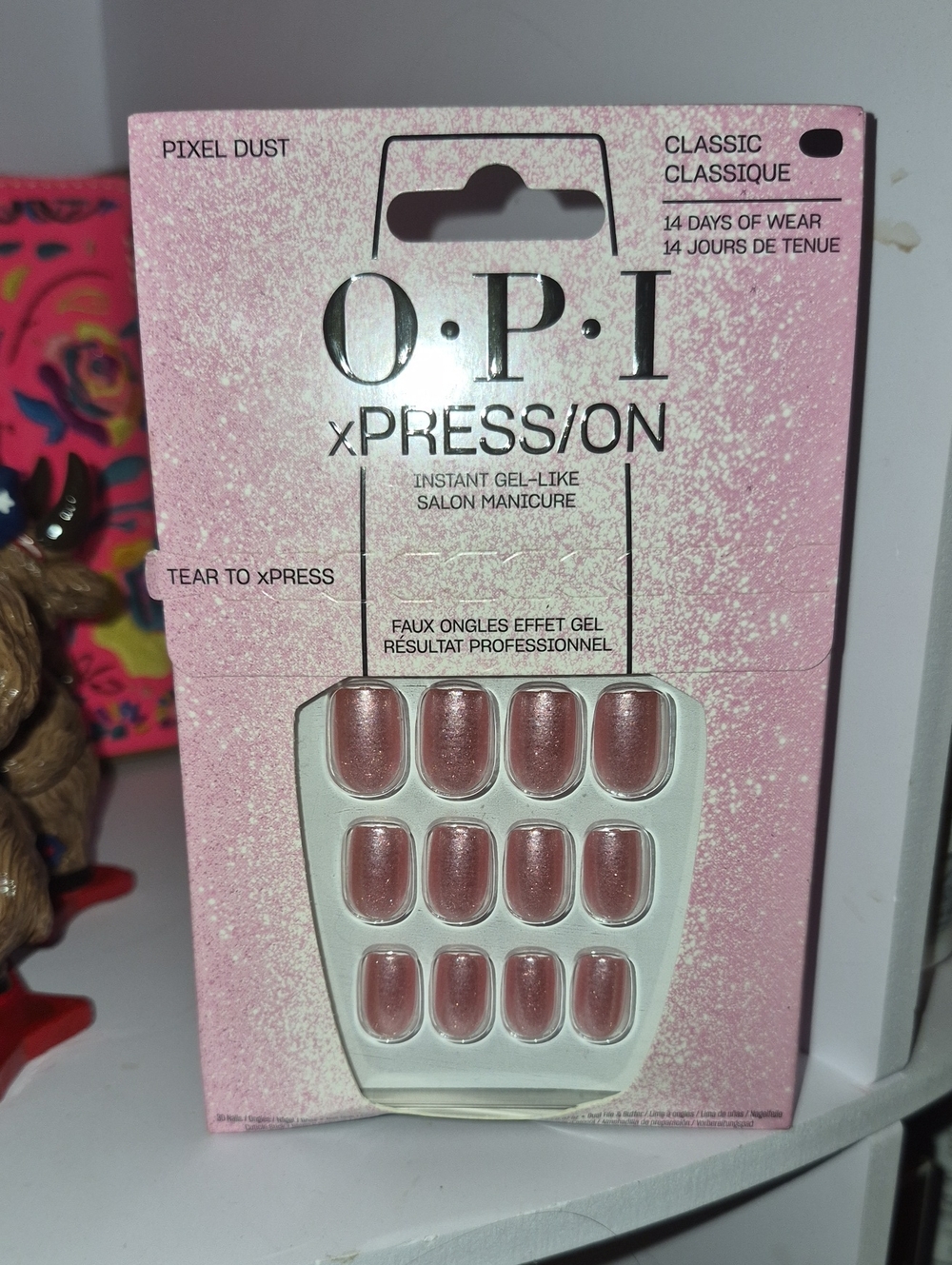 OPI xPRESSion Pixel Dust Pink Shimmer Press-On Nails